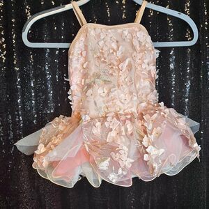 Charming Pink Floral Kids Dance Costume